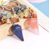 CSJA Chakra Crystal Keychain Natural Stone Pendant