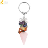 CSJA Chakra Crystal Keychain Natural Stone Pendant