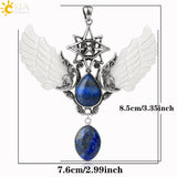 CSJA Merkaba Water Drop Crystal Necklace Lapis Lazuli Necklaces