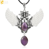 CSJA Merkaba Water Drop Crystal Necklace Lapis Lazuli Necklaces