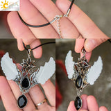 CSJA Merkaba Water Drop Crystal Necklace Lapis Lazuli Necklaces