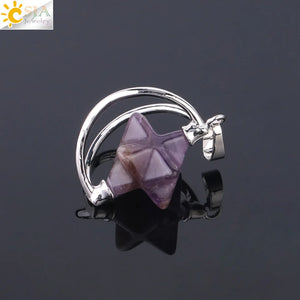 CSJA Merkabah Pendant Natural Stone Crystal Spiritual Dowsing Wicca Jewelry