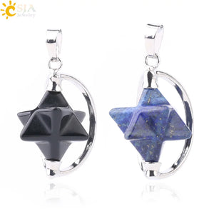 CSJA Merkabah Pendant Natural Stone Crystal Spiritual Dowsing Wicca Jewelry