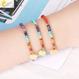 CSJA Mini 7 Chakras Bracelet Natural Stone 4mm Beads Yoga Bracelet Charm Jewelry
