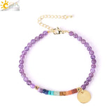 CSJA Mini 7 Chakras Bracelet Natural Stone 4mm Beads Yoga Bracelet Charm Jewelry
