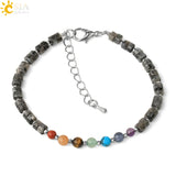 CSJA Mini Wheel Beads 7 Chakra Bracelet for Women Men