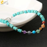 CSJA Mini Wheel Beads 7 Chakra Bracelet for Women Men