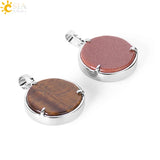 CSJA Moon Sun God Pendant Silver Box Natural Stone Round Beads Crystal Quartz