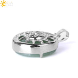 CSJA Moon Sun God Pendant Silver Box Natural Stone Round Beads Crystal Quartz