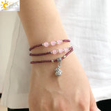 CSJA Natural Stone Bracelet Protection 3mm Garnet Lucky Charm Bracelets