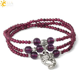 CSJA Natural Stone Bracelet Protection 3mm Garnet Lucky Charm Bracelets