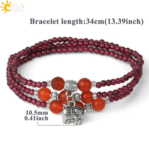 CSJA Natural Stone Bracelet Protection 3mm Garnet Lucky Charm Bracelets