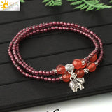 CSJA Natural Stone Bracelet Protection 3mm Garnet Lucky Charm Bracelets