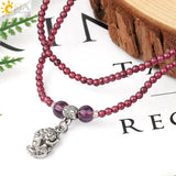 CSJA Natural Stone Bracelet Protection 3mm Garnet Lucky Charm Bracelets
