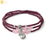 CSJA Natural Stone Bracelet Protection 3mm Garnet Lucky Charm Bracelets
