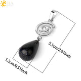 CSJA Green Aventurine Quartz Pendant Silver Spiral Hexagonal Water Drop Fluorite