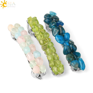 CSJA Reiki Chip Stone Wrap Barrette Hair Clip
