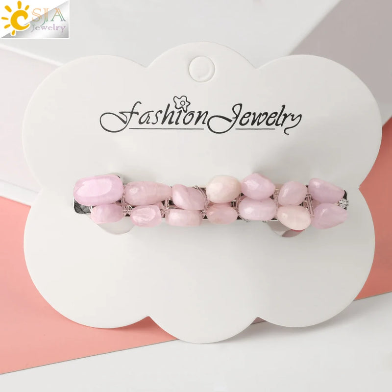 CSJA Reiki Chip Stone Wrap Barrette Hair Clip