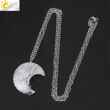 CSJA Moon Tree Life Pink Quartz Crystal Pendant Necklace