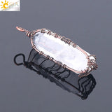 CSJA Crystal Pillar Tree of Life Pendant Antique Copper Wire Wrapped Quartz