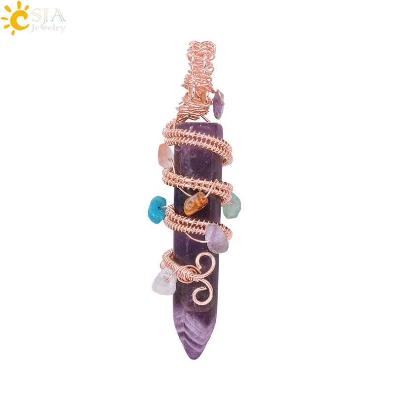 7 Chakras Hexagon Crystal Pendant Amethysts Necklace Making