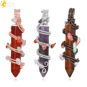 7 Chakras Hexagon Crystal Pendant Amethysts Necklace Making
