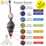 CSJA Gem Stone Pendulum 7 Chakra Crystals Tree of Life Necklace Pendant