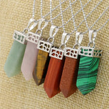 CSJA Green Aventurine Pink Crystal Necklace