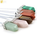 CSJA Green Aventurine Pink Crystal Necklace