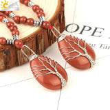 CSJA Red Jaspers Tree of Life Pendant 7 Chakra Necklace