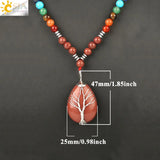 CSJA Red Jaspers Tree of Life Pendant 7 Chakra Necklace