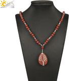 CSJA Red Jaspers Tree of Life Pendant 7 Chakra Necklace