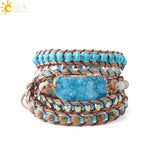 CSJA Druses Druzy Geode Slice Bracelet 5 Strands Boho Jewelry S224