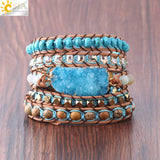 CSJA Druses Druzy Geode Slice Bracelet 5 Strands Boho Jewelry S224