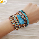 CSJA Druses Druzy Geode Slice Bracelet 5 Strands Boho Jewelry S224