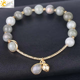 Labradorite Bracelet with Rhodonite Spacer Beads Water Drop Charms