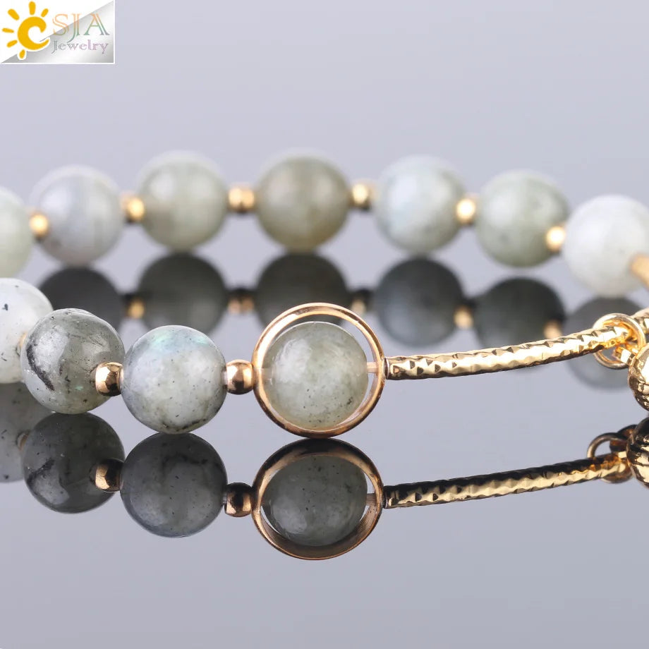 Labradorite Bracelet with Rhodonite Spacer Beads Water Drop Charms