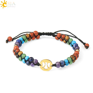 CSJA 7 Chakra Bracelet Tree of Life Yoga Bangle Bracelet - G792