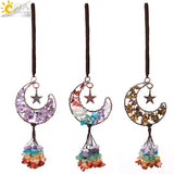 CSJA 7 Chakra Crescent Moon Pendant Car Hanging Healing Charm Jewelry H058