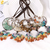 CSJA 7 Chakra Crescent Moon Pendant Car Hanging Healing Charm Jewelry H058