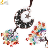 CSJA 7 Chakra Crescent Moon Pendant Car Hanging Healing Charm Jewelry H058