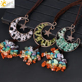 CSJA 7 Chakra Crescent Moon Pendant Car Hanging Healing Charm Jewelry H058