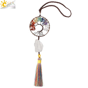 CSJA Chakra Tree of Life Crystal Pendant for Good Luck G838