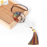 CSJA Chakra Tree of Life Crystal Pendant for Good Luck G838