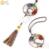 CSJA Chakra Tree of Life Crystal Pendant for Good Luck G838