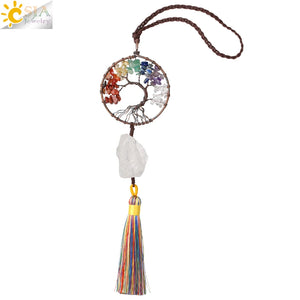 CSJA Chakra Tree of Life Crystal Pendant for Good Luck G838