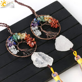 CSJA Chakra Tree of Life Crystal Pendant for Good Luck G838