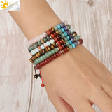 CSJA Natural Stone Abacus Bead 7 Chakra Healing Bracelet