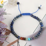 CSJA Natural Stone Abacus Bead 7 Chakra Healing Bracelet