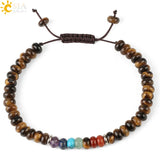 CSJA Natural Stone Abacus Bead 7 Chakra Healing Bracelet